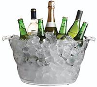 BarCraft Secchiello per Bevande Ovale grande in Acrilico Trasparente, Refrigeratore per Birra, Bevande e Vino, 10 Litri
