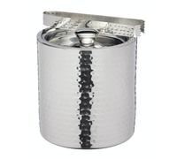 BarCraft Secchiello per il Ghiaccio con Pinze e Coperchio in Acciaio Inossidabile, Elegante Finitura Martellata, con Comodo Manico, Capacità 1.5 L