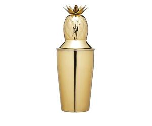 BarCraft Shaker a Forma di Ananas con Ricette Stampate, Acciaio Inox, 325 ml, Effetto Ottone