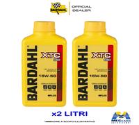 BARDAHL XTC C60 15W50 Olio Motore MOTO Sintetico 4 Tempi API SN JASO MA2 2 LITRI