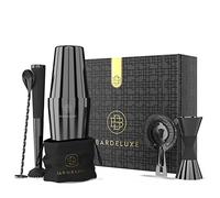 BarDeluxe® Boston Shaker Set da 5 pezzi, set barista, cocktail mix, 750 ml, shaker Boston, set da cocktail in acciaio inox, accessori per cocktail, set regalo di lusso, borsa e ricettario (nero)