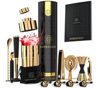 BarDeluxe® Kit Barman da 12 Pezzi, Kit Barman Completo | Shaker Cocktail da 750 ml | Set Cocktail Professionale, Kit Cocktail, Set Barman | Cocktail Set, Include Elegante Confezione Regalo(Oro)