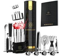 BarDeluxe® Kit Barman da 12 Pezzi, Kit Barman Completo | Shaker Cocktail da 750 ml | Set Cocktail Professionale, Kit Cocktail, Set Barman | Cocktail Set, Include Elegante Confezione Regalo(Argento)