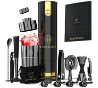 BarDeluxe® Kit Barman da 12 Pezzi, Kit Barman Completo | Shaker Cocktail da 750 ml | Set Cocktail Professionale, Kit Cocktail, Set Barman | Cocktail Set, Include Elegante Confezione Regalo(Nero)
