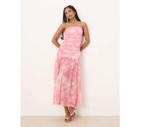 Bardot - Solana - Vestito lungo rosa a fiori in rete 40