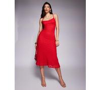 BArdot - Vestito midi a canottiera in pizzo a rete rosso 40