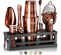 Bare Barrel® Mixology Kit da Bar | Set di 16 pezzi per shaker da cocktail | Utensili da bar per la miscelazione a casa | Include 35 carte con ricette | Set regalo