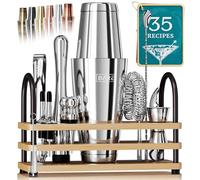BARE BARREL® Mixology - Set da barista da bar, set da 14 pezzi, shaker per cocktail, strumenti di miscelazione per barista a casa, 35 biglietti di ricette, set regalo (shaker Boston da 783,8 g,