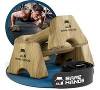 Bare Hands Maniglie per flessioni - 2 maniglie per flessioni in legno antiscivolo - Attrezzatura Calisthenics per interni ed esterni - Ideale per poggiapolsi e flessioni (modello S - scuro)