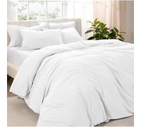 Bare Home Set copripiumino misura Super King (Emperor), in microfibra spazzolata ultra morbida 1800 - Leggero e fresco - Set copripiumino con 2 federe (misura Super King, bianco effetto lavato)