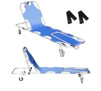 Barella medica di emergenza pieghevole portatile con schienale regolabile, barra per carrello, imbracatura di sicurezza e 4 ruote per il trasporto dei pazienti in soccorso antincendio e ospedali