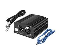 barenx 48V Phantom Power Supply, cavo XLR a 3 pin da 2 m per qualsiasi microfono a condensatore, apparecchiature di registrazione musicale, nero