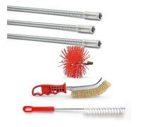 BARETTO Kit Flex per Camino, Kit Pulizia Camino con 3 Prolunghe a Molla da 1 Metro con Curvatura a 90°, Kit Pulizia Canna Fumaria con Scovolo in Nylon (150 mm)