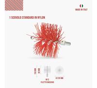Kit Spazzacamino 6 m - Scovolo 220mm Nylon Pulizia Stufa Camino Canna Fumaria