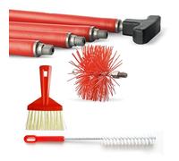 BARETTO Kit Pulizia Camino e Canna Fumaria Ø 220 mm | Prolunghe 6 m con Curvatura 45° | Scovolo in NYLON | Attacco M12 | Scopetta e Spazzolina Multiuso