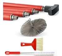 BARETTO Kit Pulizia Camino e Canna Fumaria Ø 250 mm | Prolunghe 6 m con Curvatura 45° | Scovolo in ACCIAIO Ø 100 mm | Attacco M12 | Scopetta e Spazzolina Multiuso
