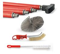 BARETTO Kit Pulizia Camino, Kit Pulizia Canna Fumaria con Prolunghe di 6 Metri con Curvatura a 45°, Kit Spazzacamino con Scovolino Multiuso, Spazzola Manuale e Scovolo in Acciaio (Ø 250 mm)