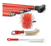 BARETTO Kit Pulizia Camino, Kit Pulizia Canna Fumaria con Prolunghe di 6 Metri con Curvatura a 45°, Kit Spazzacamino con Scovolino Multiuso, Spazzola Manuale e Scovolo in Nylon (Ø 120 mm)