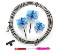BARETTO Kit per Pulizia della Stufa a Pellet, Prolunga Inox di 9 Metri per la Pulizia Stufa Pellet con Curvatura a 90°, Kit con 3 Spazzole in Nylon (2 Flex da 80 mm e 100 mm, 1 Standard da 120 mm)