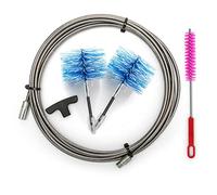 BARETTO Kit per Pulizia della Stufa a Pellet, Prolunga Inox di 9 Metri per la Pulizia Stufa Pellet con Curvatura a 90°, Kit con 2 Spazzole Flex in Nylon (1 da 80 mm e 1 da 100 mm)