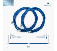 BARETTO 2 Prolunghe Flessibili Blu in Acciaio Rivestite per Kit per Pulizia della Stufa a Pellet, Prolunghe di 3 Metri per la Pulizia Stufa Pellet con Curvatura a 90°, Adatta a Stufe Pellet con Curve