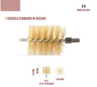 BARETTO - Spazzola ACCIAIO (20/250mm) - per Pulizia Tubi Canne Fumarie e Camino