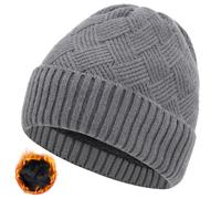 BARFULKER Berretto in Maglia Uomo Donna Cappello da Uomo Invernale Caldo Foderato Elasticizzato Beanie Hat Lana Beanie Antivento Grigio