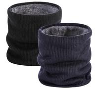 BARFULKER Sciarpa a tubo in maglia per donna e uomo - 2 Pezzi Scaldacollo Uomo Sciarpa Invernale Donna Scaldacollo Caldo Pile Sport Scaldacollo Termico per Moto Sci Snowboard Running(Nero,Blu Navy