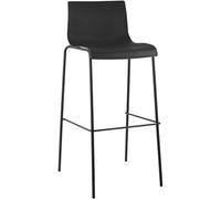 CLP Sgabello da Bar Hover ergonomico, con Schienale, poggiapiedi, Struttura Sedile in plastica Facile da Pulire Fino a 150 kg di capacità, Colore:Nero, Colore del Telaio:Nero
