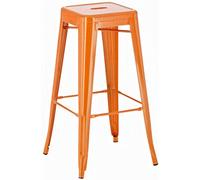CLP Sgabello da Bar Joshua I Sgabello da Bar impilabile in Metallo I Sgabello da Bar con poggiapiedi I Altezza della Seduta 76 cm I Sgabello impilabile, Colore:Arancione