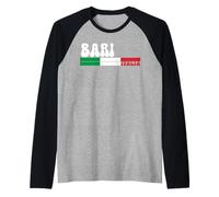 Bari City Italia Vintage Bandiera Italia Design per Gli Amanti dei Viaggi Maglia con Maniche Raglan
