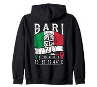 Bari Italia Bandiera Italia Coordinate GPS di Bari Felpa con Cappuccio