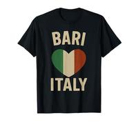 Bari Italia Puglia Amante Bandiera Italiana Cuore Maglietta