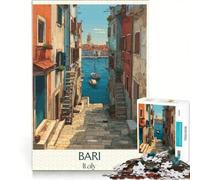 Bari Puglia Poster Puzzle per adulti da 1000 pezzi | 50x75cm Gioco per famiglie: allena la mente e le mani con il poster da abbinare e il foglio di quiz.