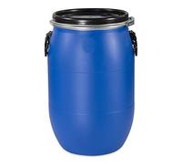 Barile a collo largo da 60 litri, botte con coperchio con anello di serraggio, ermeticamente chiudibile blu, verde, nero (blu)