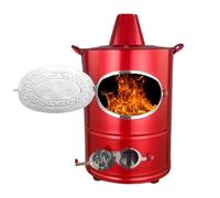 Barile Antincendio For Bruciare Rifiuti All'aperto, Bidone For Combustione In Acciaio Inossidabile 410, Con Trasporto Manuale Portatile, Inceneritore For Carta, Foglie(Red,44 * 44 * 66CM)