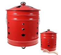 Barile Brucia Ceneri In Smalto, Secchio Metallico Per Carta, Incinatore Per Rifiuti Da Giardino Con Coperchio E Manico, Ideale Per Bruciare All’aperto, Legna, Spazzatura(35 * 35cm)
