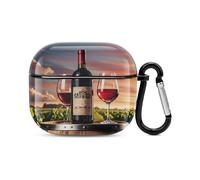 Barile di vino in legno su bottiglia di vino Bluetooth auricolari custodia custodia protettiva antiurto custodia rigida supporto ricarica wireless con portachiavi regalo personalizzato per AirPods 3