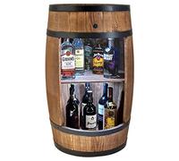 Barile in legno con luci a LED - Cantinetta per vino in stile retrò - Botte da vino - altezza 80 cm - Eleganti mobili da soggiorno - portabottiglie in legno - legname di conifere di (wengé)
