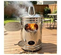 Barile in Metallo con Camino, Inceneritore da Giardino Portatile, Argento | Barile for Bruciare Carta Dorata con Coperchio , Sportello Laterale, Foglie E Rifiuti Puliti(34x34x61cm/13.4x13.4x24")