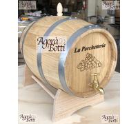 Barile in ROVERE da 15 litri con rubinetto di acciaio inox e LOGO A PIACERE