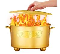Barile inceneritore in metallo - Gabbia per combustione ad alta temperatura con coperchio e maniglie, design per ridurre le ceneri, smaltimento rifiuti multiuso, fori di sfiato per il controllo del ca