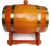 Barile Orizzontale in Legno dai Toni Caldi, con Supporto/Rubinetto, Rivestimento Interno in Lamina di Alluminio, Contenitore per Liquori ad Alta capacità per Bar/Casa(C,3L)