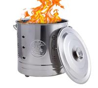 Barile per Bruciare, Gabbia per Bruciare, barili in Metallo con Coperchio e Maniglia, barile per Fuoco per Carta, Foglie, rifiuti, Legna, falò in Giardino, 27 * 27 * 29 cm, Argento, FG