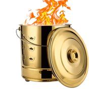 Barile per Bruciare, Gabbia per Bruciare, barili in Metallo con Coperchio e Maniglia, barile per Fuoco per Carta, Foglie, rifiuti, Legna, falò in Giardino, 35,5 * 35,5 * 37,5 cm, Oro,