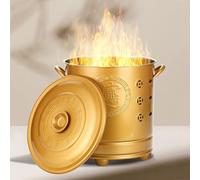 Barile per Bruciare rifiuti da Esterno, barile per Bruciare Il Fuoco con Staffa Interna e Maniglia, inceneritore in Metallo per Foglie di rifiuti di Legno (Oro, Medio)