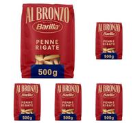 Barilla Pasta Al Bronzo Penne Rigate 100% Grano Italiano, Pasta Trafilata Al Bronzo con Lavorazione al Bronzo Grezzo, Ruvidità Intensa, Formato Spesso e Corposo, Alta Tenuta di Sugo e Cottura, 500 g