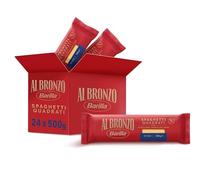 Barilla Pasta Al Bronzo Spaghetti Quadrati 100% Grano Italiano, Pasta Trafilata Al Bronzo con Lavorazione al Bronzo Grezzo, Spesso e Corposo, Alta Tenuta di Sugo e Cottura, 24 Confezioni da 500 g