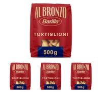 Barilla Pasta Al Bronzo Tortiglioni 100% Grano Italiano, Pasta Trafilata Al Bronzo con Lavorazione al Bronzo Grezzo, Ruvidità Intensa, Formato Spesso e Corposo, Alta Tenuta di Sugo e Cottura, 500 g