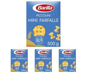 Barilla Pasta Mini Farfalle Piccolini, Pasta Corta di Semola di Grano Duro 100% Italiano, 500 gr (Confezione da 4)